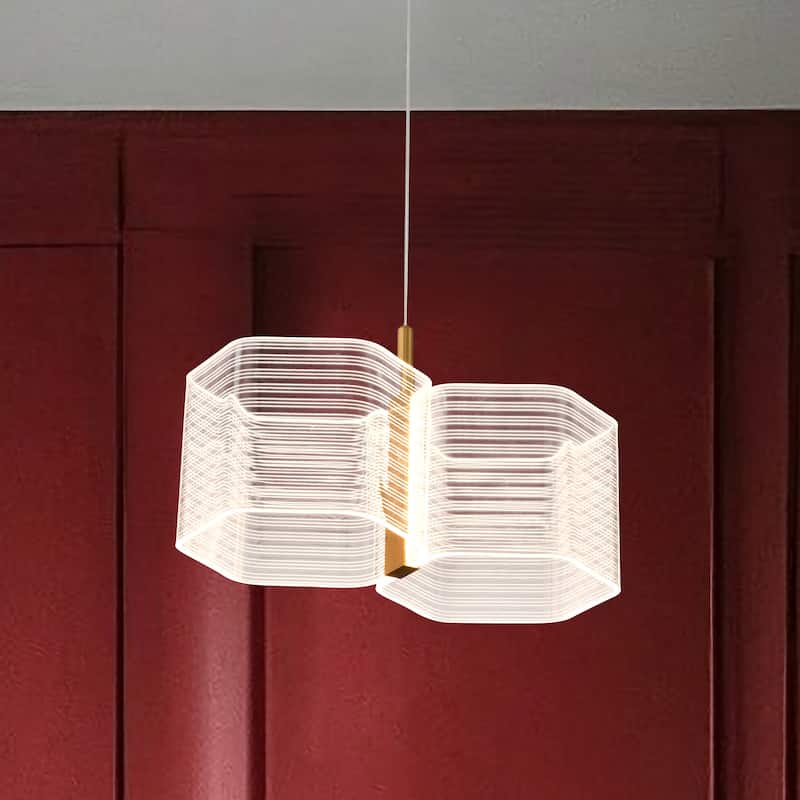 Kenzo LED 2 Light Mini Pendant Polished Anodized Bronze Finish Light Guide Panel - Polished Anodized Bronze