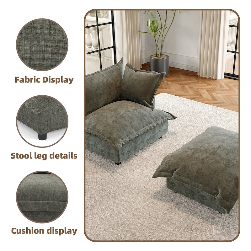 Modern Cloud Chaise Longue Accent Chair with Ottoman set