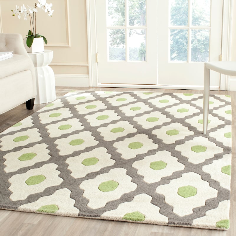 SAFAVIEH Handmade Chatham Sutapa Modern Moroccan Wool Rug - 5' x 8' - Dark Grey/Ivory
