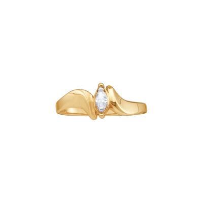 10k Yellow Gold Womens Marquise Diamond Solitaire Promise Ring (1/20 Cttw, G-H Color, I2-I3 Clarity)
