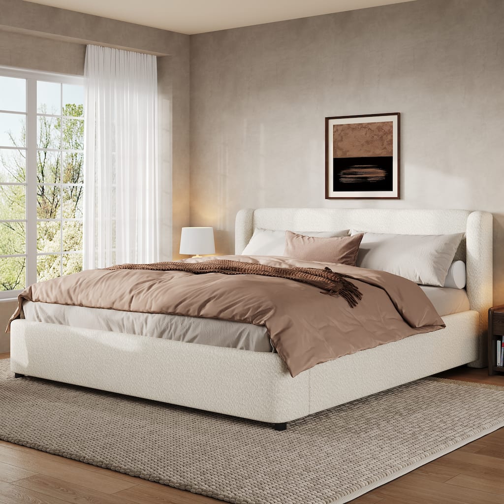 Christopher Knight Home - Modern Upholstered Boucle Frame with Wingback Headboard