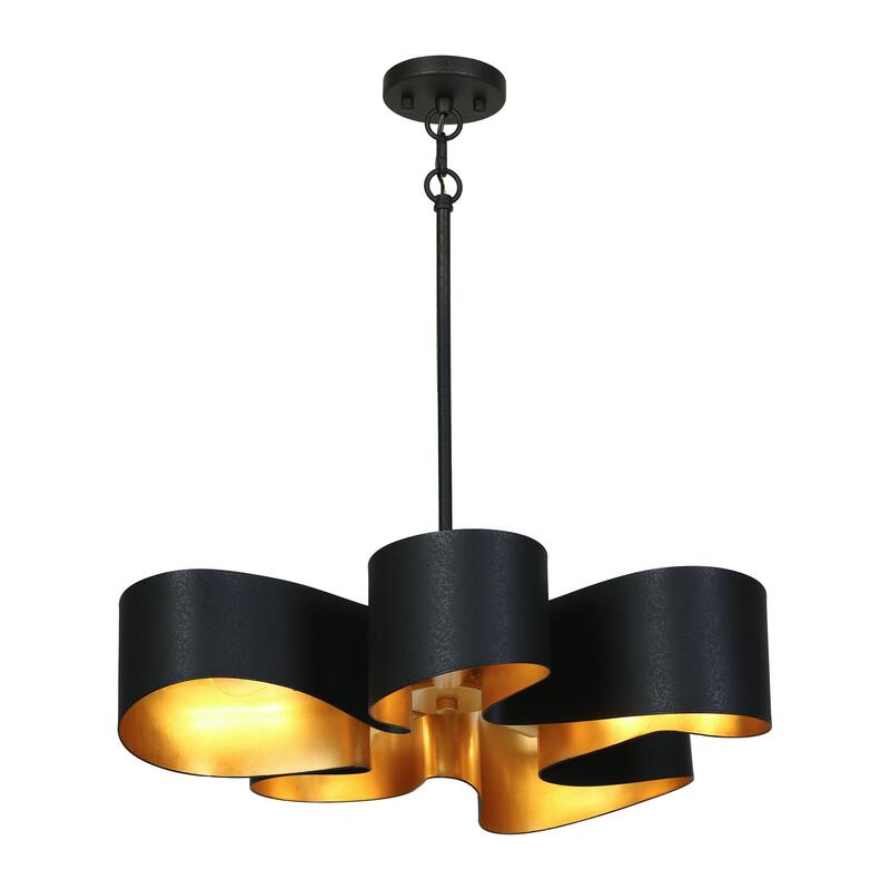 Modern 5-Light Chandelier Metal Wheel Light for Living Room Bedroom - D23.6" x H68.9" Max