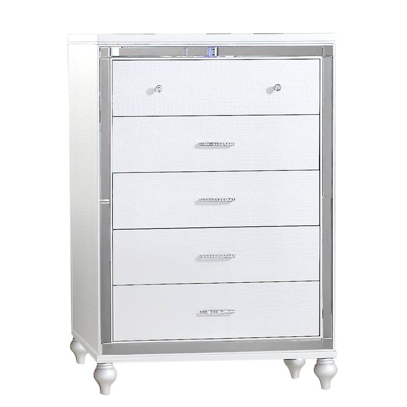 Sterling 4PC/5PC Contemporary Bedroom Set with Mirror Accents and LED Enhancements