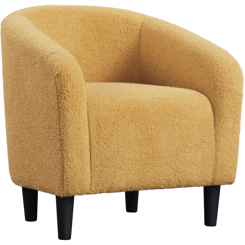 Yaheetech Club Chair Accent Barrel Chair Upholstered Arm Chair - Mustard Yellow