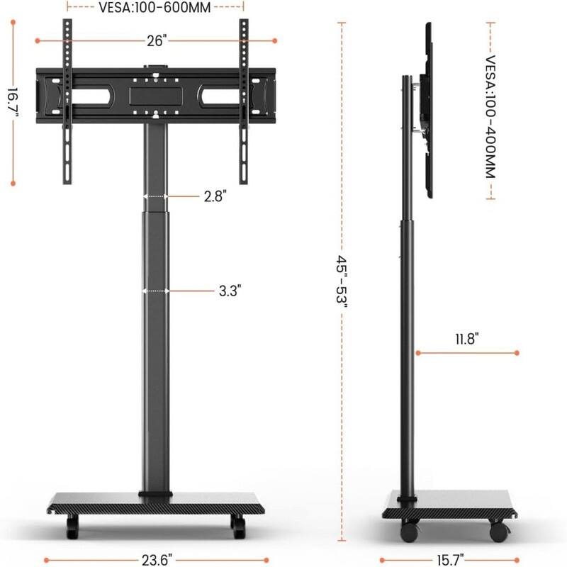 Mobile TV Cart Rolling TV Stand
