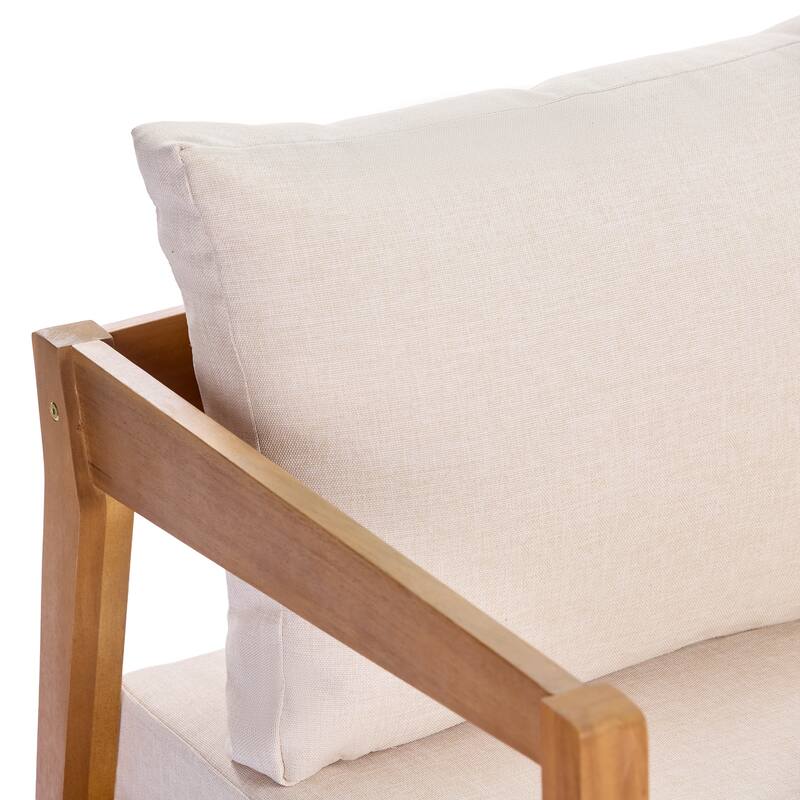 Christopher Knight Home Kaelis Acacia Wood 5-Piece Outdoor Patio Furniture Set with Cushion