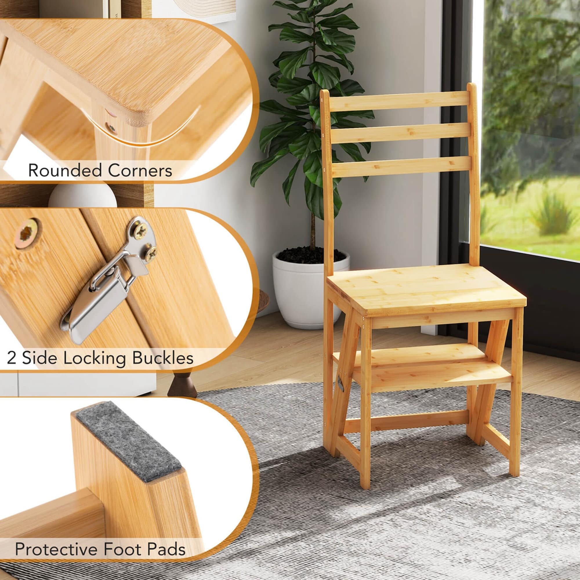 Bamboo Bed Bath And Beyond Folding Step Stool Costway 3-Step