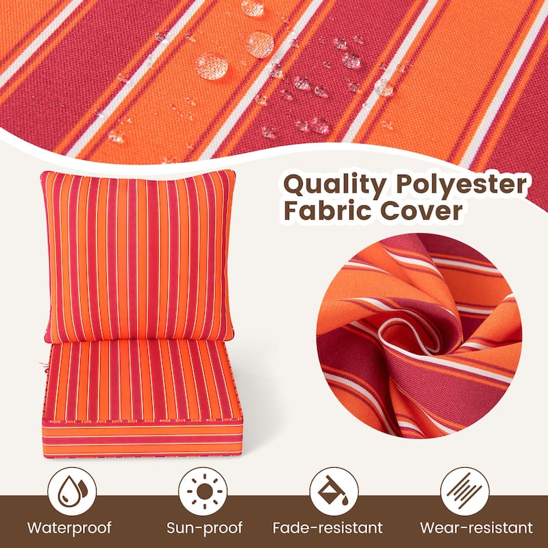 Gymax 2PCS Deep Seat Chair Cushion Pads Set Indoor/Outdoor w/ Rope