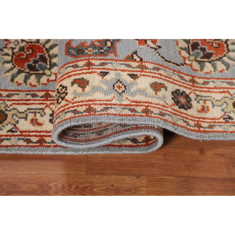 Light Blue Floral Oushak Oriental Accent Rug Handmade Wool Carpet - 4'1" x 6'0"