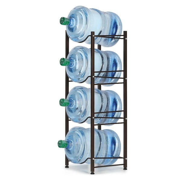slide 2 of 7, 5 Gallon Water Jug Holder Water Bottle Storage Rack, 4 Tiers, Black