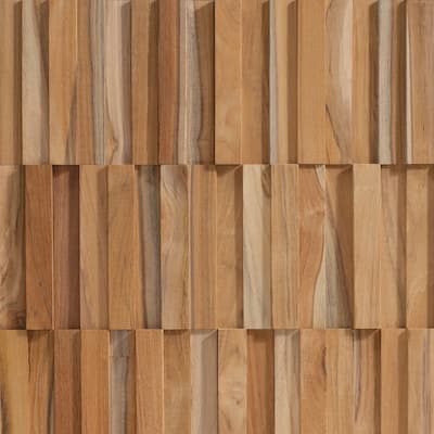 Wall!Supply 0.79 in. x 7.09 in. x 14.17 in. UltraWood Teak Natural Jointless Vertical Wall Paneling (16-Pack)