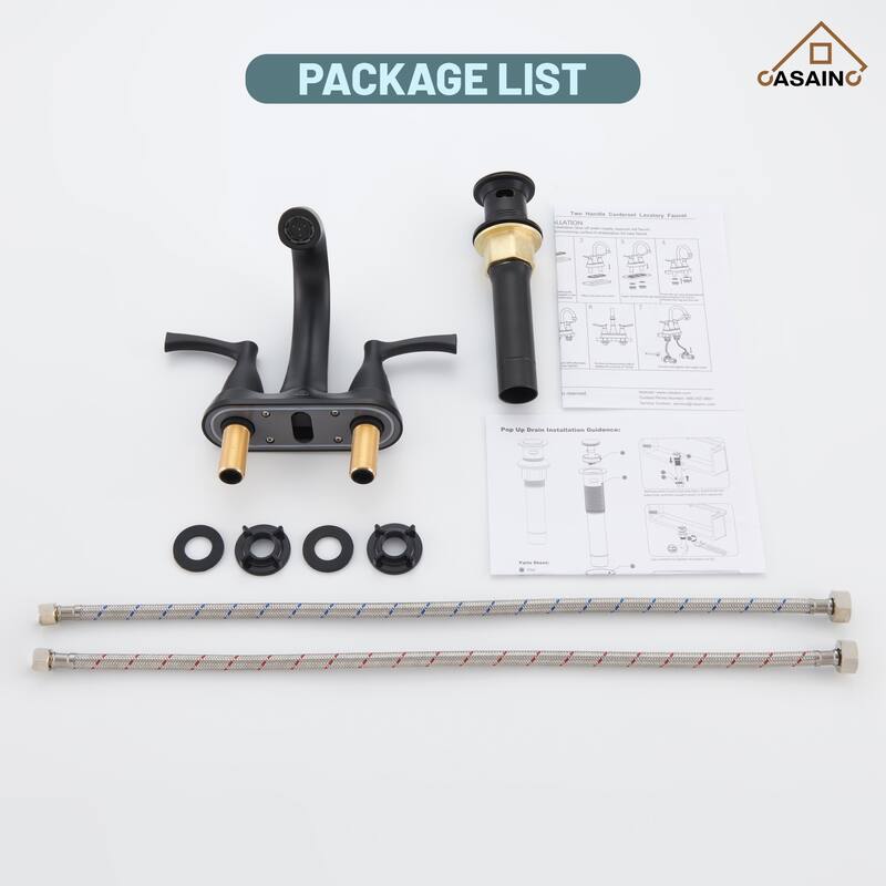 4 in. Centerset Double Handle Bathroom Faucet with Drain Kit Included