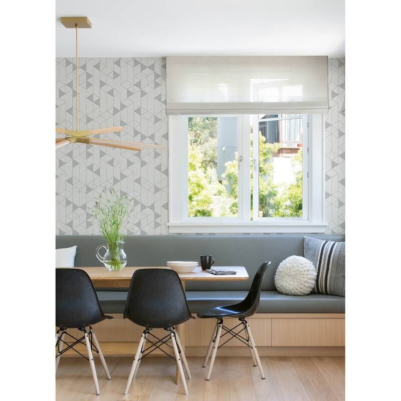 A-Street Prints Fairbank Silver Linen Geometric Wallpaper