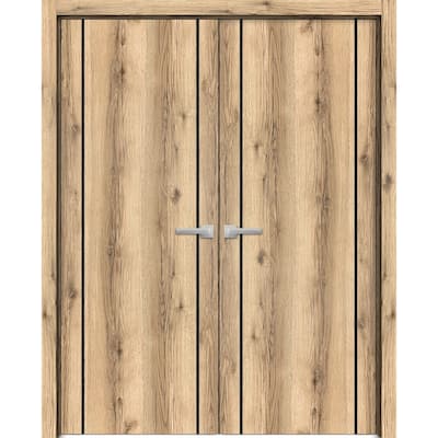 Solid French Double Doors 36 x 80 Planum 0017 Oak with