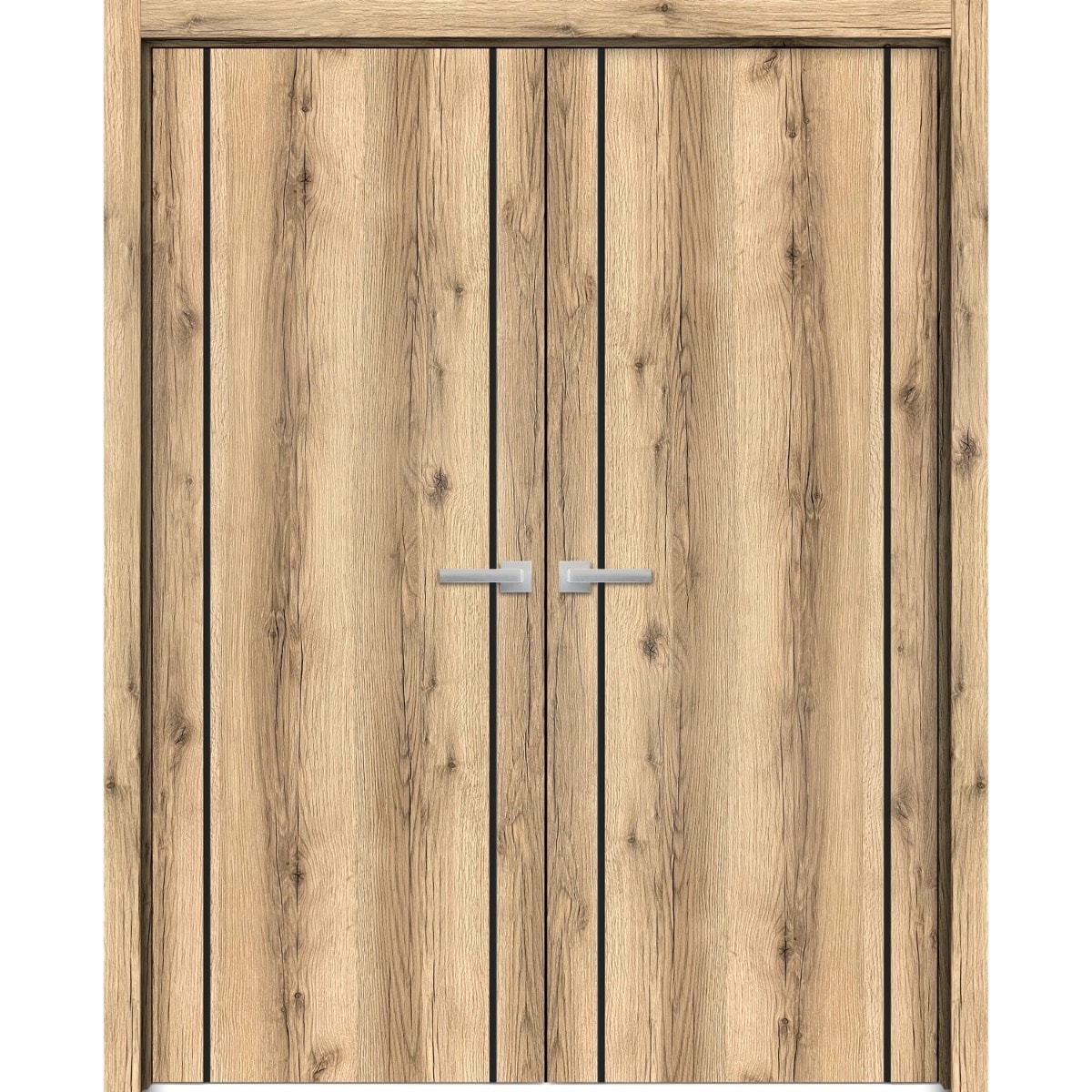 SartoDoors Planum 0017 | Interior French Doors Double French Door | Solid Wood | Hardware Set | 36x80, Oak Bedroom Door