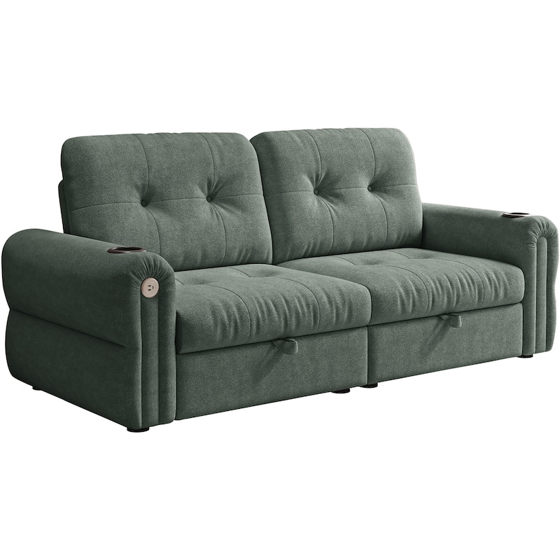 GDFStudio - Chenille Convertible 2-Seater 74" Sofa Bed