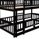 preview thumbnail 19 of 29, Twin Over Twin Low Bunk Bed, Open-row Floor Bed with Fence and Small Door, Bunk Bed Frame with Ladder and Convertible Slide