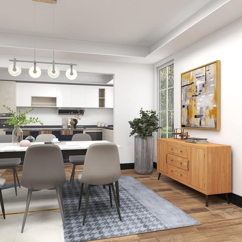 Light Brown Wooden 3 Drawers 1 Shelf and 2 Doors Buffet