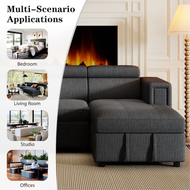 96" Multi-Functional Pull-Out Sofa Bed