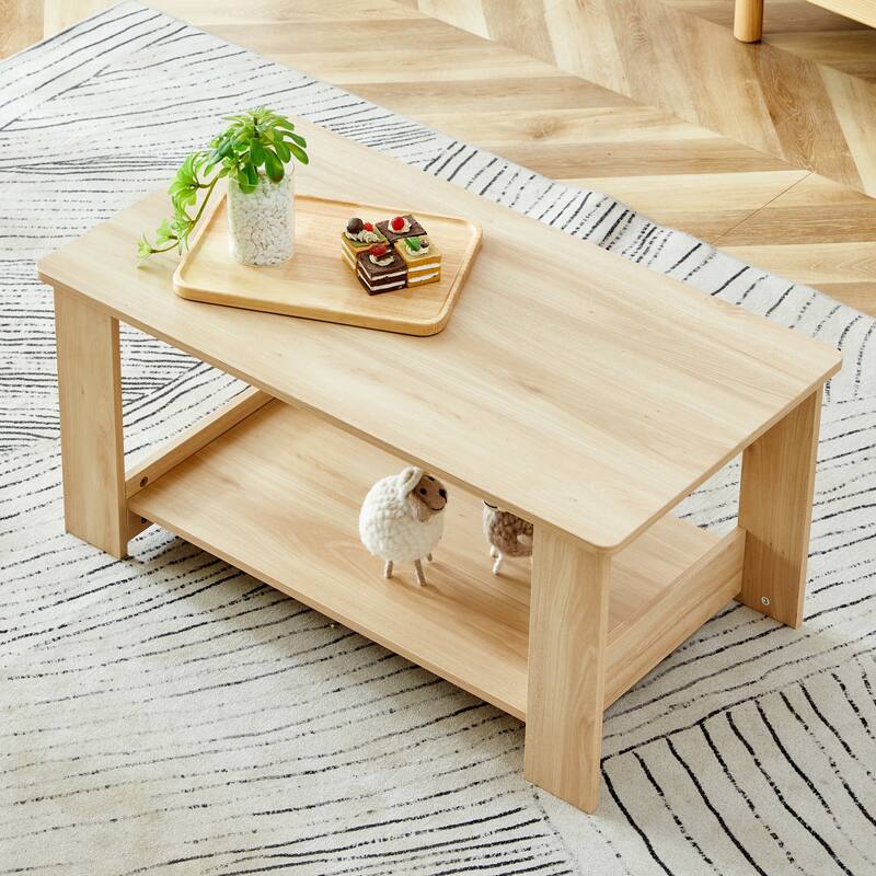 Modern and practical walnut textured coffee tables. The double layered coffee table is made of MDF material