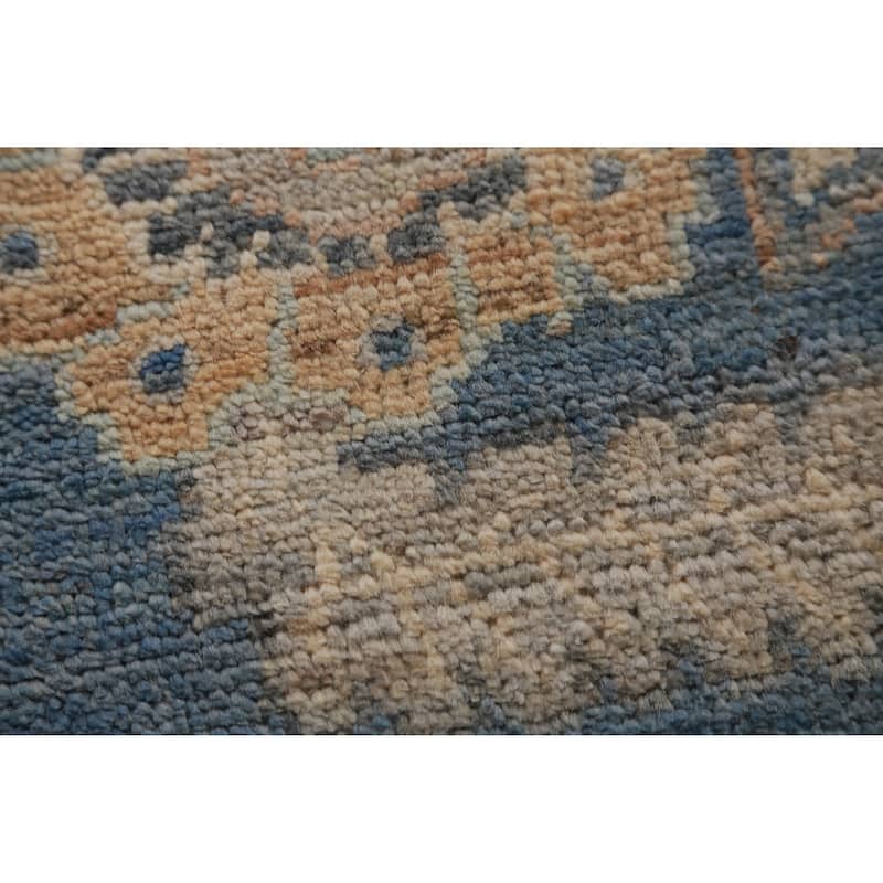 Hand Knotted Oriental 100% Wool Carpet Transitional Medallion Navy Blue & Blues Oushak Area Rug - 12' 1'' X 9' 1''