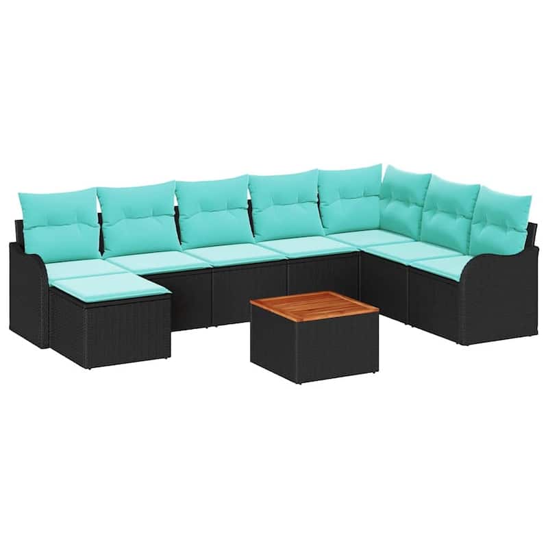 vidaXL 9 Piece Garden Sofa Set with Cushions - 113.2×69.9×27.2
