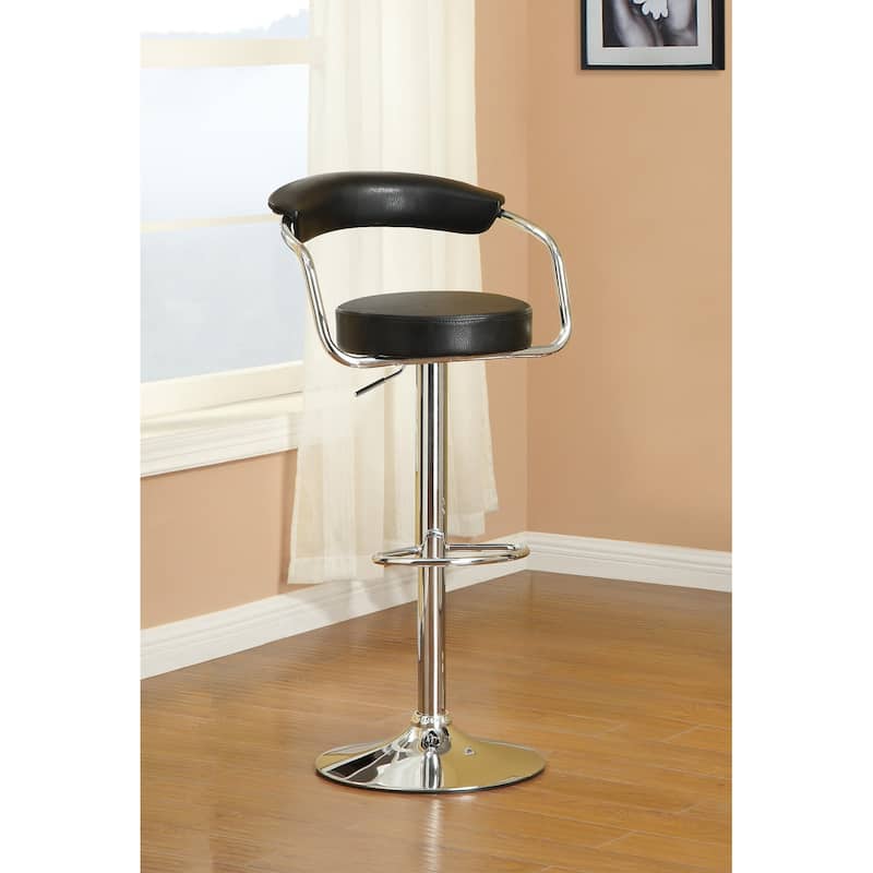 Poundex Swivel Metal Frame Adjustable Barstool - Black