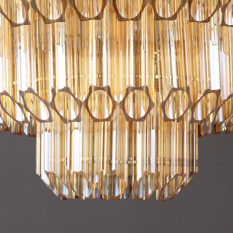 SAFAVIEH Couture Isla 78" Glass Chandelier - 24" W x 24" D x 78" H - Nickel