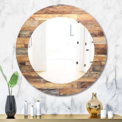 Designart 'Wood IV' Modern Printed - Oval or Round Wall Mirror