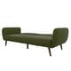 preview thumbnail 4 of 3, Green Linen Upholstered Futon Sofa Bed with Mid-Century Style Wooden Legs