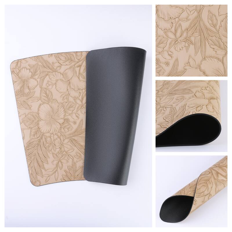 Set of 6 Place Mat, Faux Leather Placemats for Kitchen Dining Table Decor, Table Placemats Wipeable Table Mat - 19*12in - Apricot