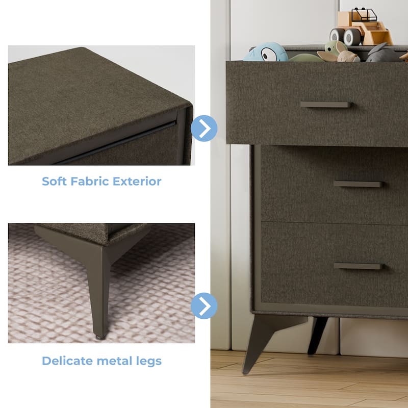 Metal-Framed Fabric Storage Dresser Cabinet with Drawer