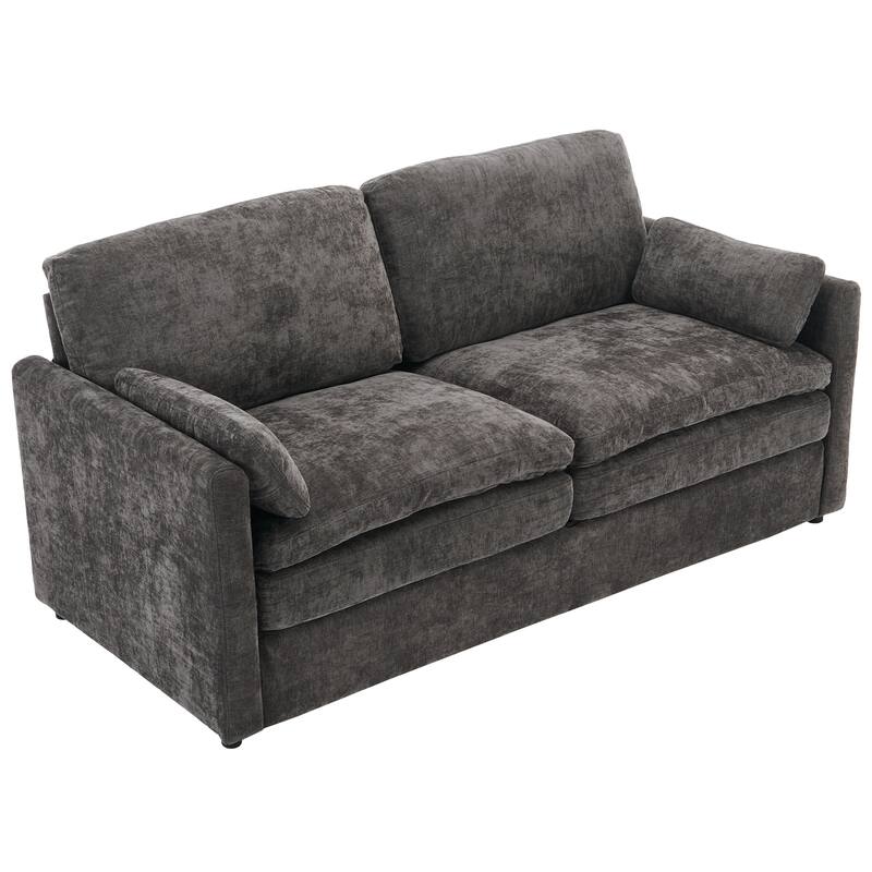 2 Seat Couch Loveseat Sofa with Double-Layered Cushion, Modern Sofa Ergonomic Loveseat Sofa with Lumbar Pillow