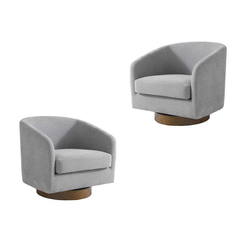 2 Set Modern Wide Round Swivel Accent Barrel Chairs