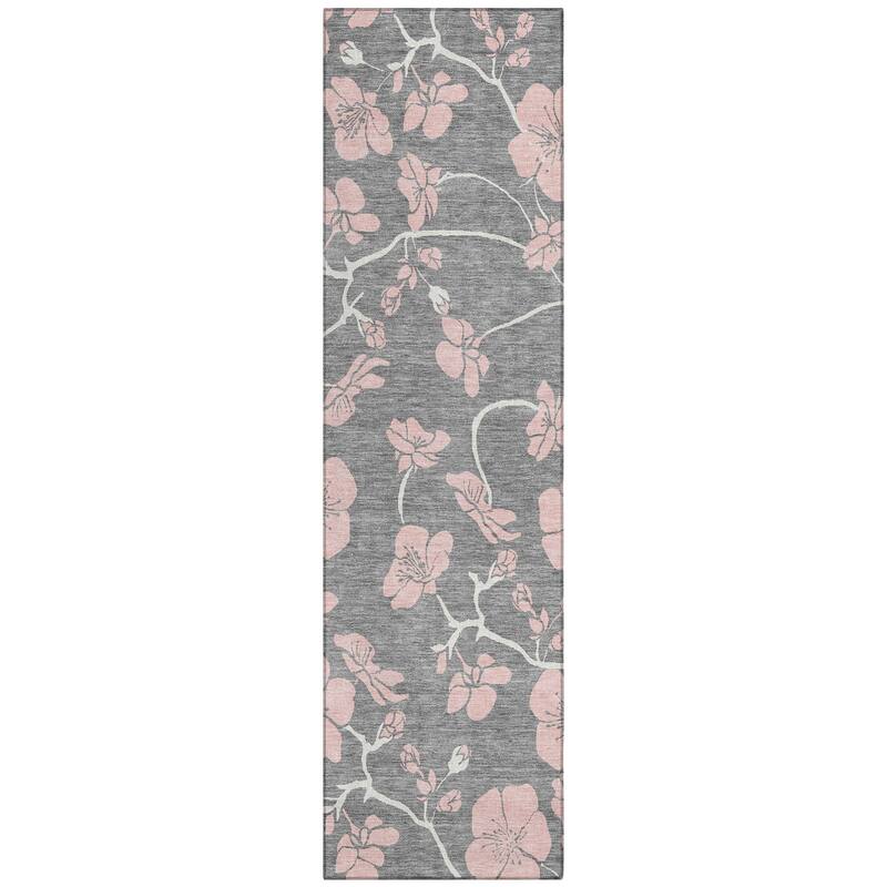 Machine Washable Indoor/ Outdoor Floral Zen Chantille Rug