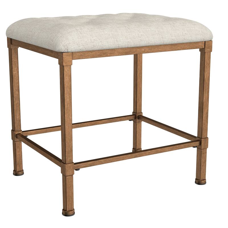 Hillsdale Katherine Backless Metal Vanity Stool, Golden Bronze - Golden Bronze - 18.5H x 18.5W x 15D