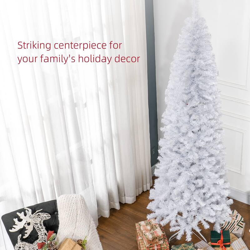 HOMCOM 6/7FT Black Christmas Tree with Stand, Xmas Slim Artificial Christmas Tree Small, Black Christmas Decorations