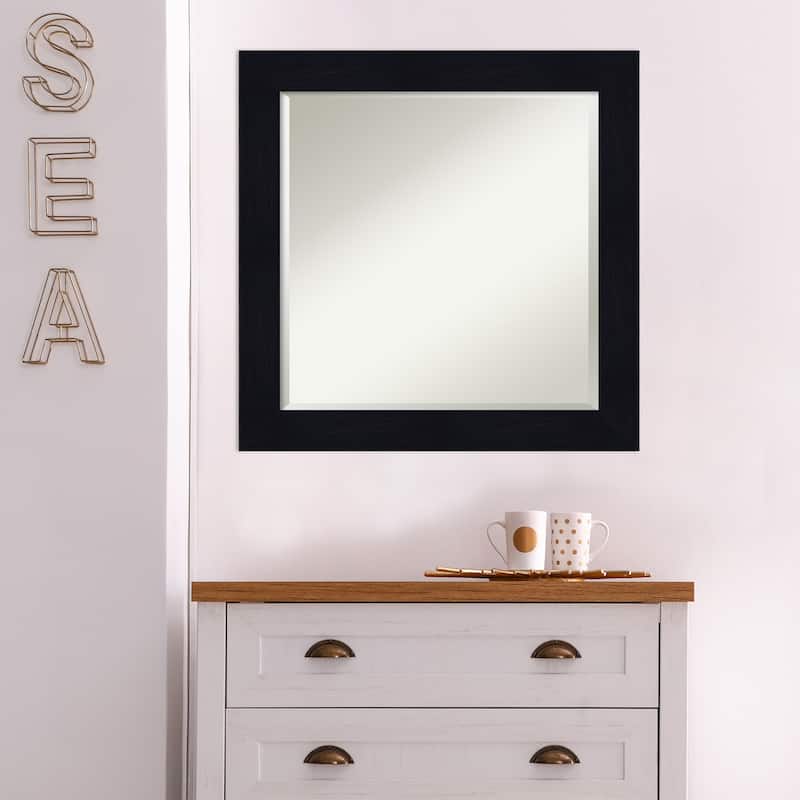 Beveled Wood Wall Mirror - Shiplap Navy Frame