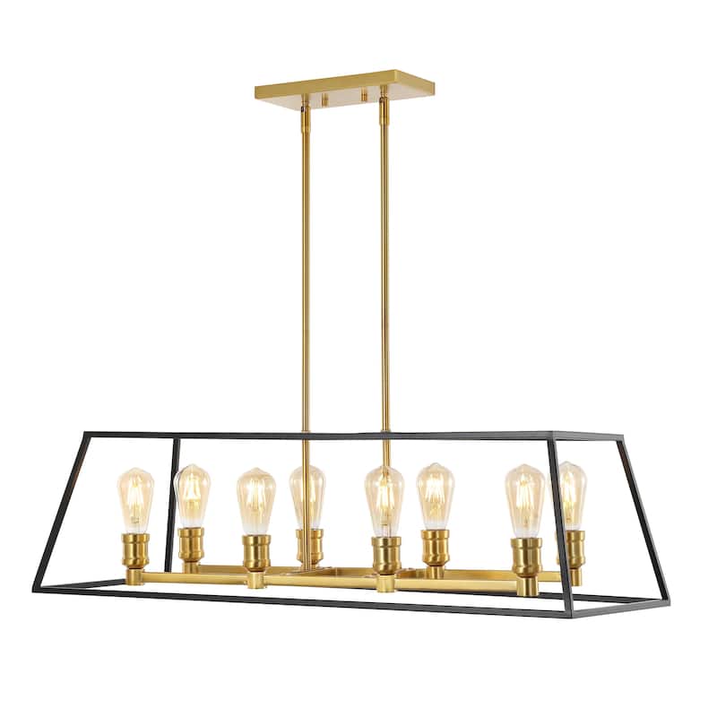 Suillius Farmhouse Industrial Iron LED Pendant, Black/Brass Gold by JONATHAN Y
