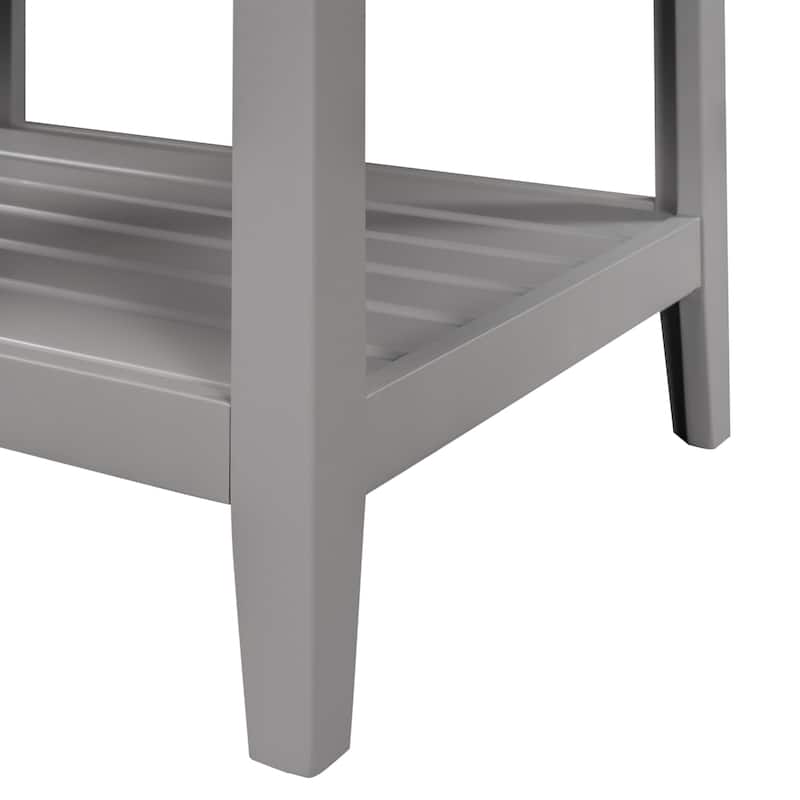 Bathroom Vanity Floor Storage Cabinet with Drop-In Sink and Open Shelf