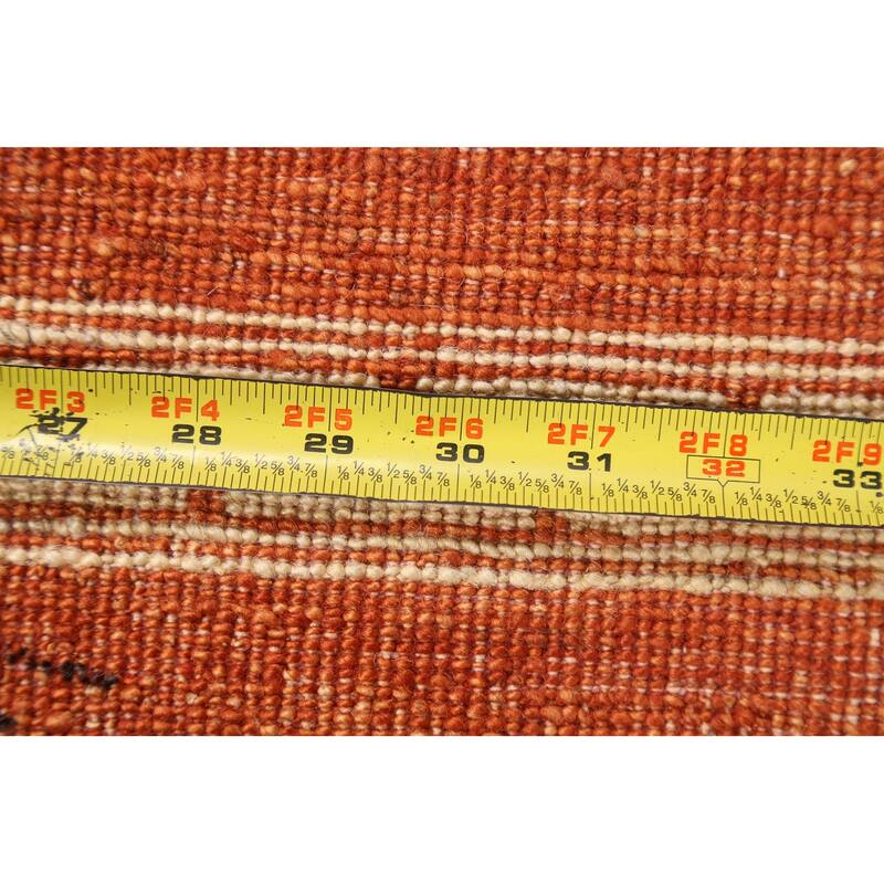 Orange Bordered Gabbeh Kashkoli Oriental Runner Rug Wool Hand-knotted - 2'7" x 9'1"