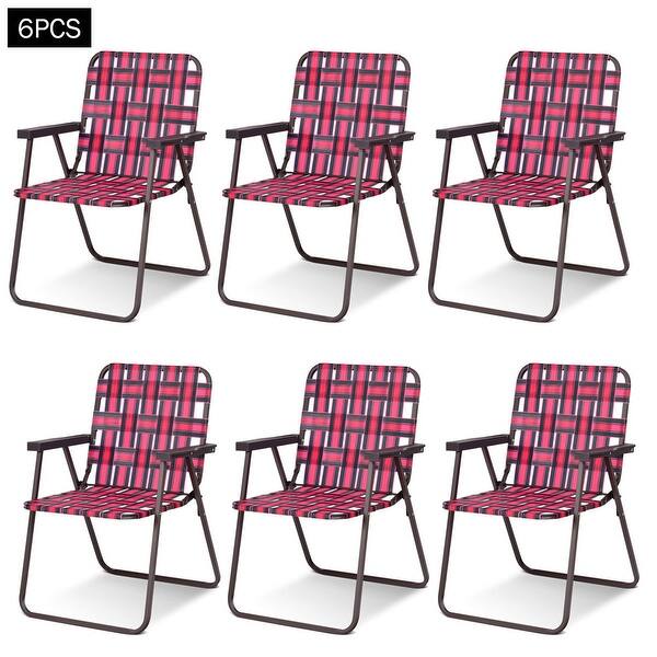 Costway 6pcs Folding Beach Chair Camping Lawn Webbing Chair On Sale Overstock 23086799