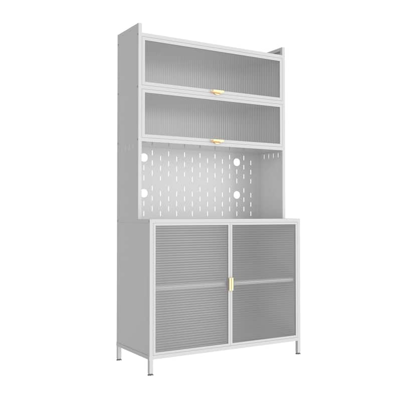 Homy Casa 73'' Tall Kitchen Pantry Cabinet 6 Flip Doors & Pegboard