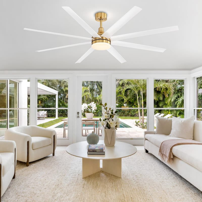 72" Large Ceiling Fans with LED Light Remote Control-8 Blade - 72 Inch - GoldWhite