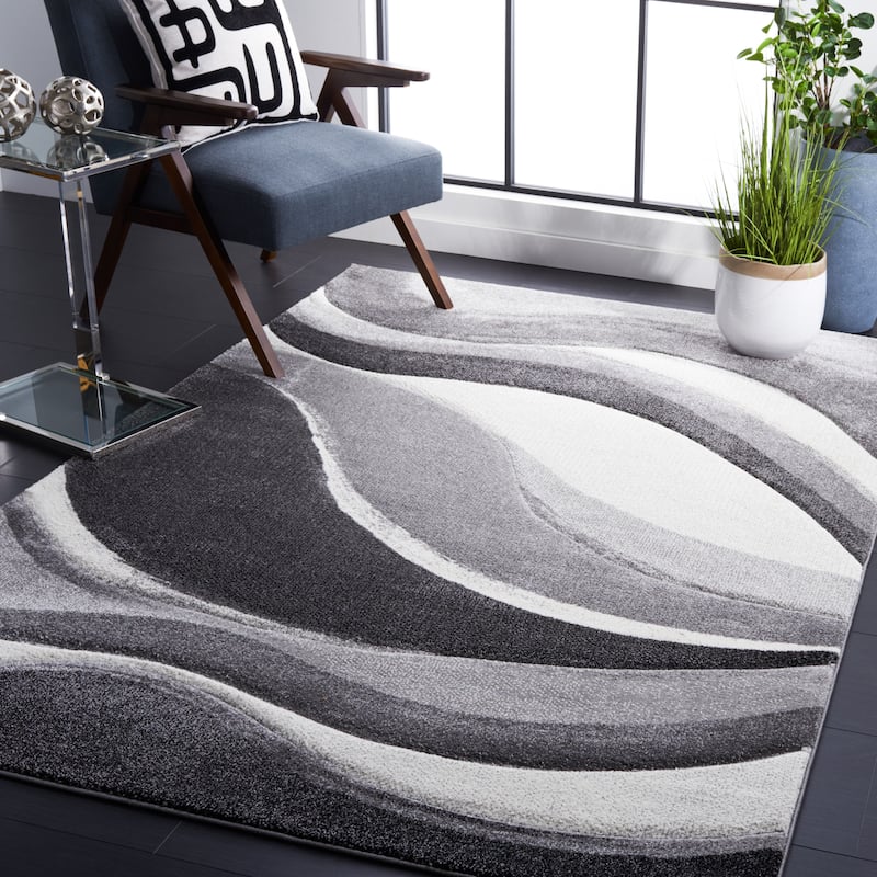 SAFAVIEH Hollywood Deep Mid-Century Modern Abstract Rug - 10'6" x 14' - Grey/Ivory - Rectangle