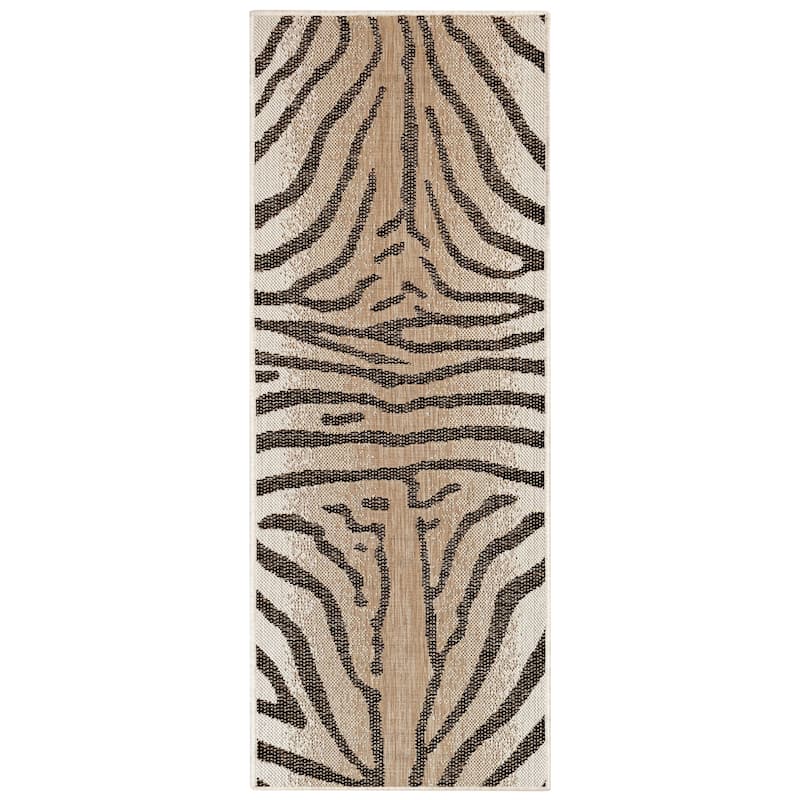 Liora Manne Carmel Zebra Indoor/Outdoor Rug Sand - 1'11" x 4'11" - Sand
