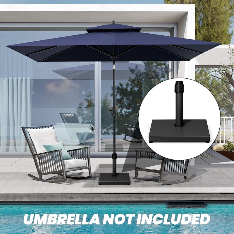 Outdoor Market Umbrella Base Holder Square Concrete / Cement Metal w/Wheels