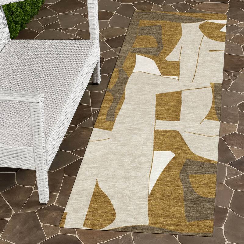Machine Washable Indoor/ Outdoor Modern Crestone Chantille Rug - Walnut - 2'3" x 7'6"