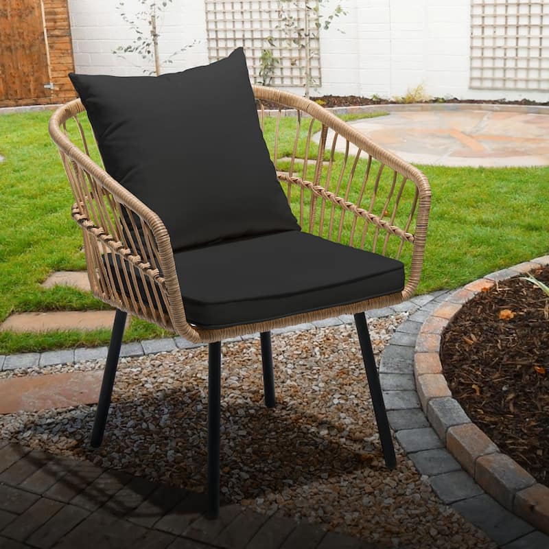 Moasis 5-Piece Outdoor Wicker Patio Bistro Set with Footrest Ottomans