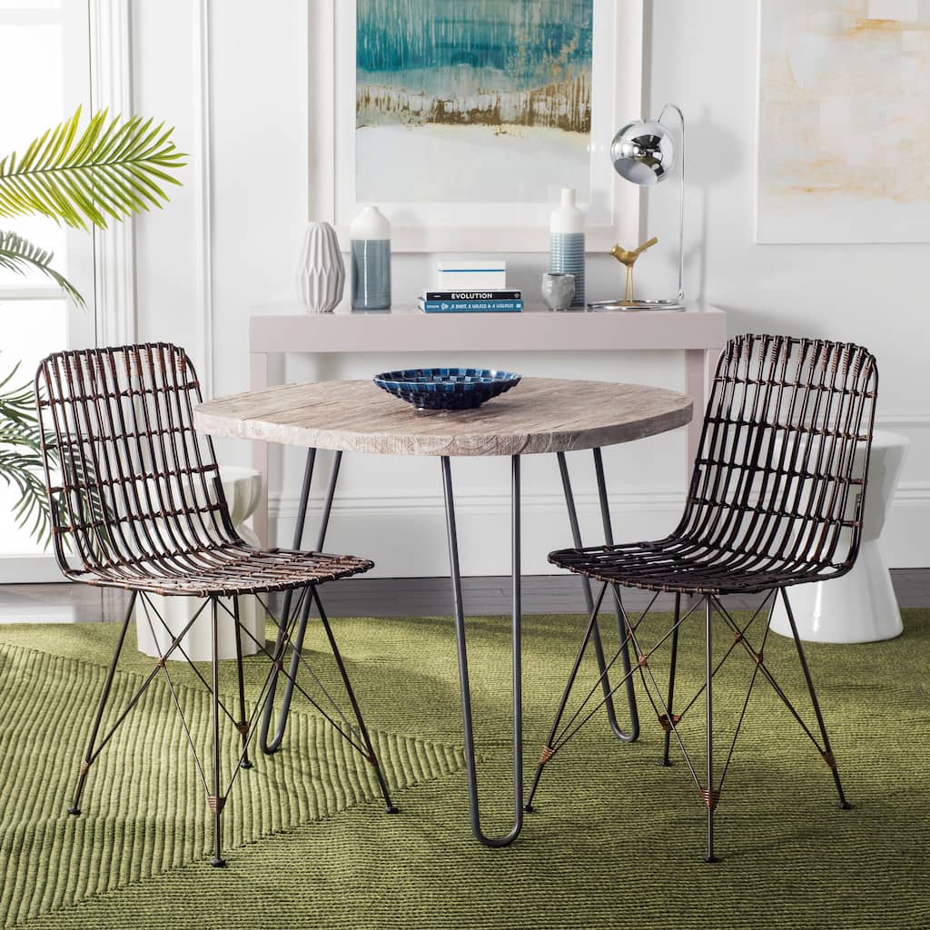SAFAVIEH Innocenta Wicker Croco Brown Dining Chair (Set of 2) - 18.1" x 19.7" x 33.7" - 18Wx20Dx34H